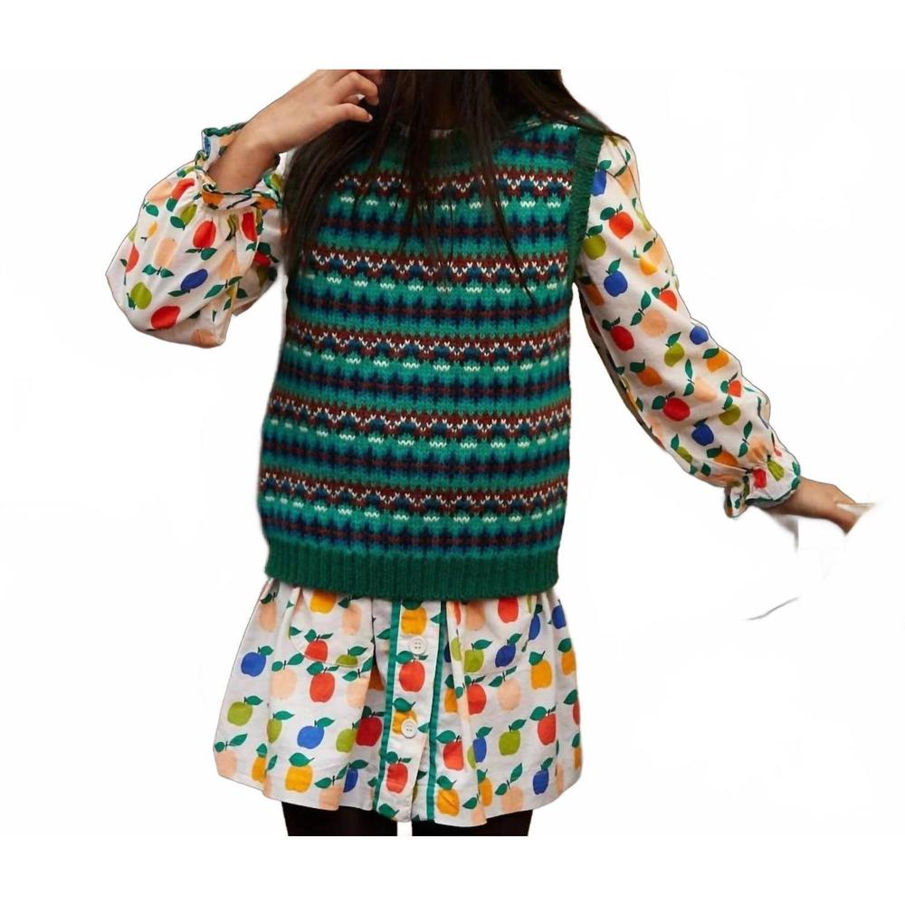 NEW HELLO SIMONE débardeur pablo fair isle sweater vest in green